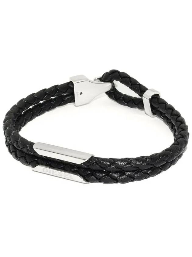 Stackable Leather Bracelet Black - DIESEL - BALAAN 3