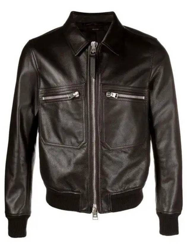 Zip Up Leather Jacket Black - TOM FORD - BALAAN 2