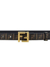 FF Square Stud Buckle Leather Belt Brown - FENDI - BALAAN 4