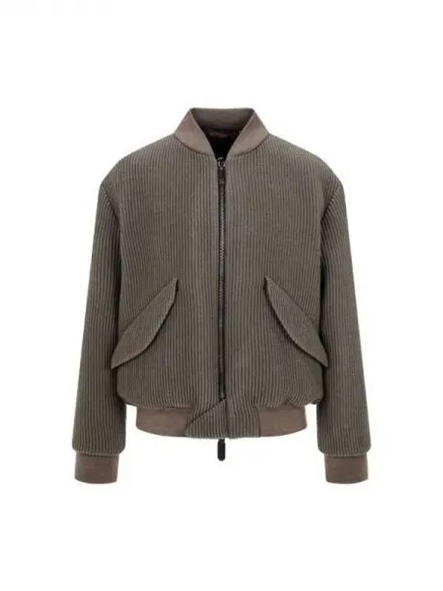 Men s Chunky Ribbed Wool Zip up Jacket Olive 271693 - GIORGIO ARMANI - BALAAN 1