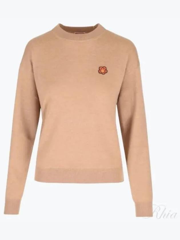 Boke Flower Logo Wool Knit Top Light Brown - KENZO - BALAAN 2