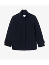 Women's Wool High Neck Single Coat Dark Navy - LACOSTE - BALAAN 2