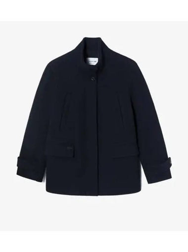 Women s Wool High Neck Coat Dark Navy - LACOSTE - BALAAN 1