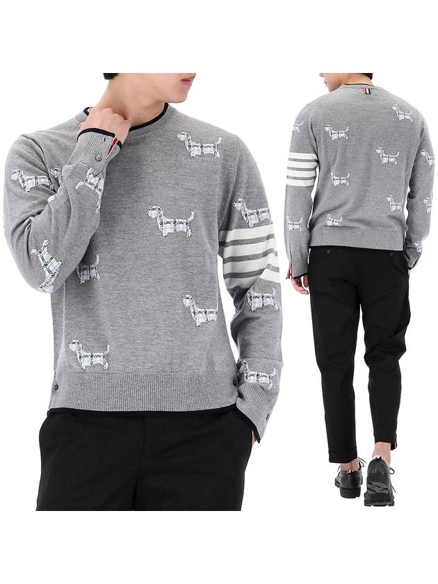 Hector Intarsia Crew Neck Knit Top Grey - THOM BROWNE - BALAAN 2