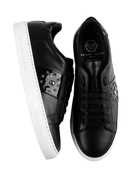 Skull Leather Low Top Sneakers Black - PHILIPP PLEIN - BALAAN 2