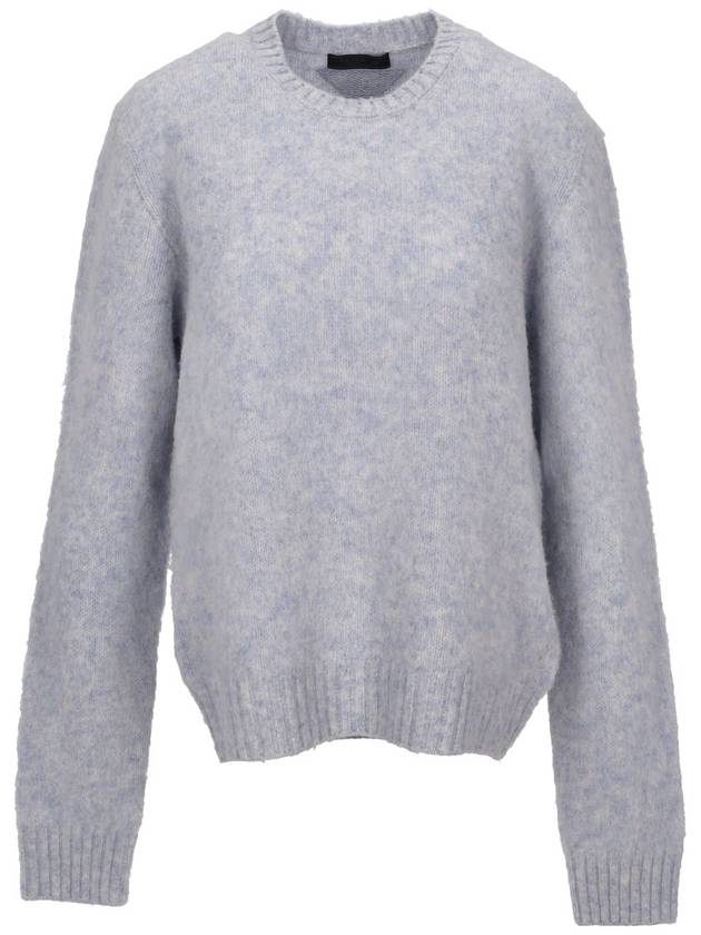 Shetland Wool Crewneck Sweater Light Blue - PRADA - BALAAN 2