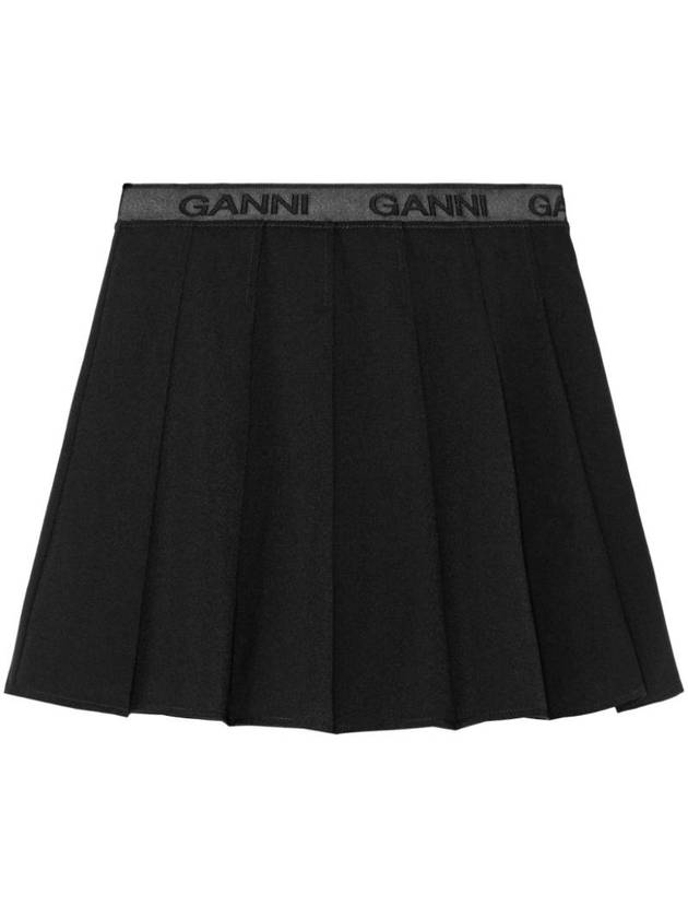 Light Twill Mini Pleated Skirt Black - GANNI - BALAAN 1