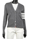 Cotton 4-Bar Milano Classic V-Neck Cardigan Medium Grey - THOM BROWNE - BALAAN 2