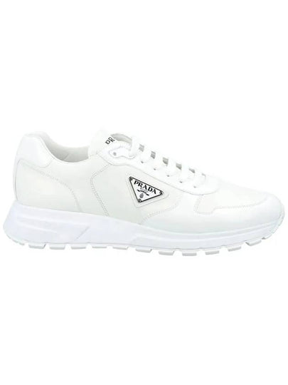 Triangle Logo Leather Low-Top Sneakers White - PRADA - BALAAN 2