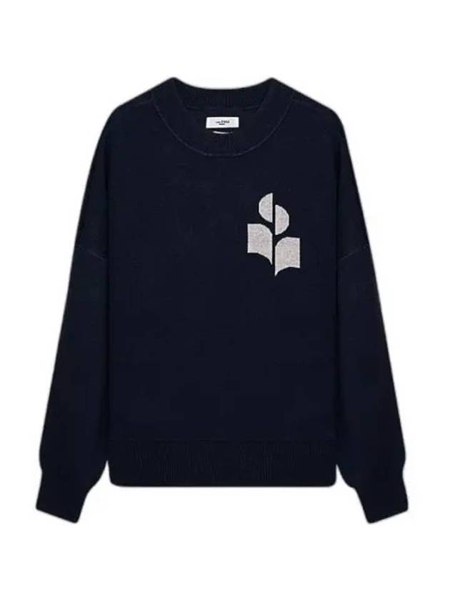 Atlee Logo Knit Top Navy - ISABEL MARANT - BALAAN 1