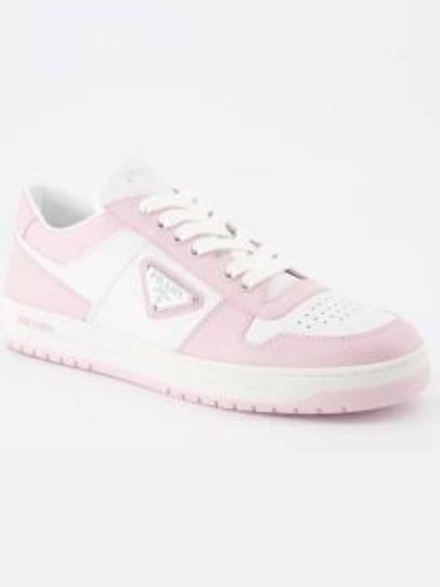 Downtown Perforated Leather Low Top Sneakers Pink - PRADA - BALAAN 4