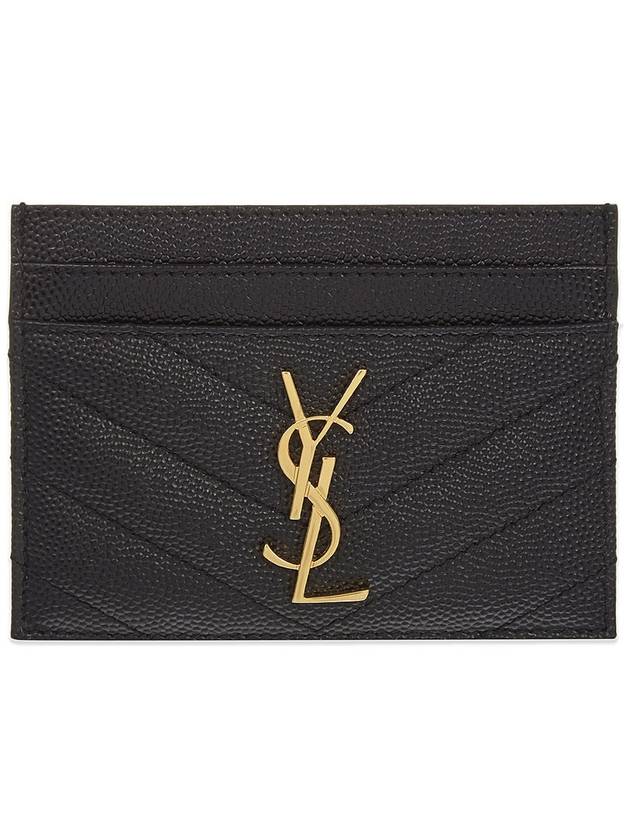 Gold Hardware Matelasse Caviar Leather Card Wallet Black - SAINT LAURENT - BALAAN 2