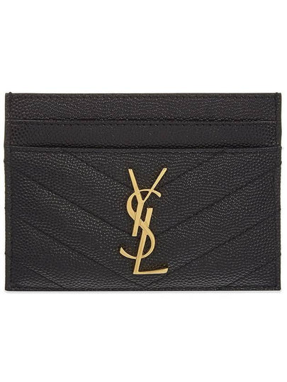 Gold Hardware Matelasse Caviar Leather Card Wallet Black - SAINT LAURENT - BALAAN 2