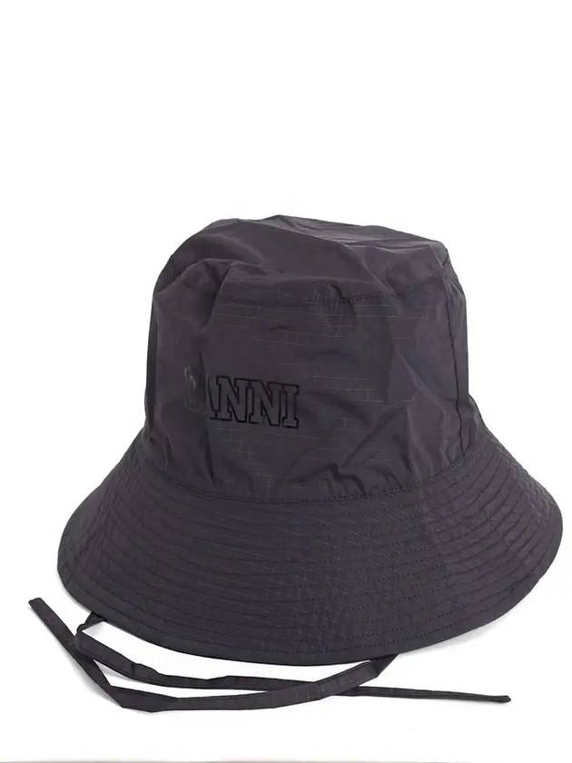 Logo Nylon Bucket Hat Charcoal - GANNI - BALAAN 5