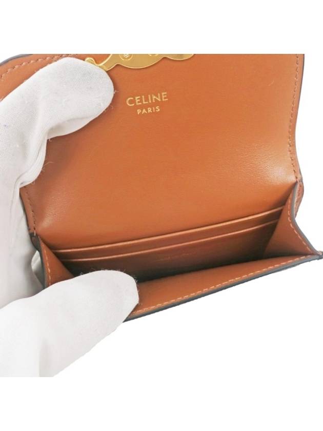 Triomphe Canvas Flap Card Holder Tan Brown - CELINE - BALAAN 8