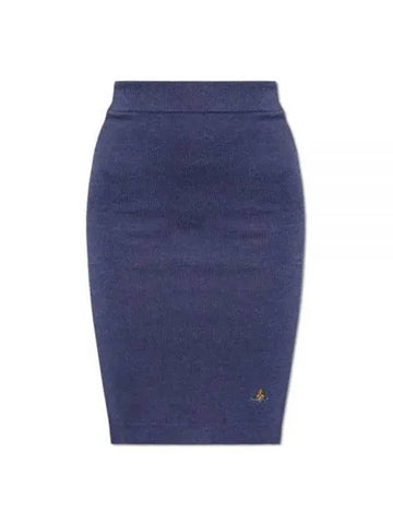 Embroidered ORB Pencil Skirt Navy - VIVIENNE WESTWOOD - BALAAN 1