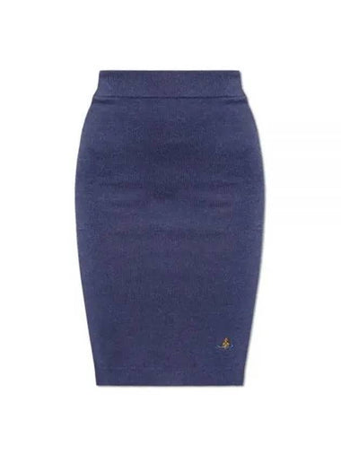 Embroidered ORB Pencil Skirt Navy - VIVIENNE WESTWOOD - BALAAN 1