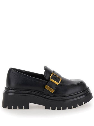 Black Loafers With Platform And Logo In Leather Woman - TWINSET - BALAAN 1