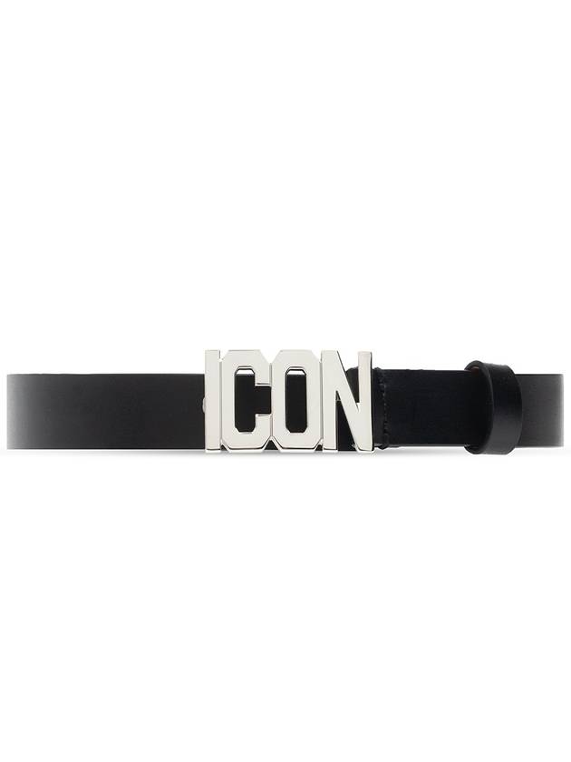 icon plaque silver leather belt black - DSQUARED2 - BALAAN 3