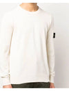 Wappen Patch Crew Neck Soft Cotton Knit Top Ivory - STONE ISLAND - BALAAN 4