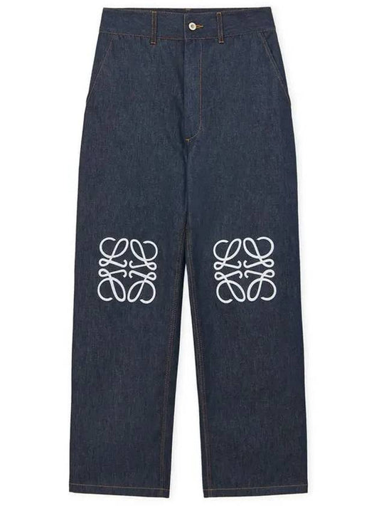 Anagram Denim Cotton Wide Jeans Navy - LOEWE - BALAAN 2
