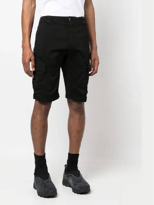 Men's Stretch Satin Lens Cargo Shorts Black - CP COMPANY - BALAAN 5