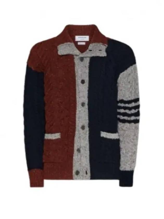 Mock Neck Cable Knit Cardigan - THOM BROWNE - BALAAN 2