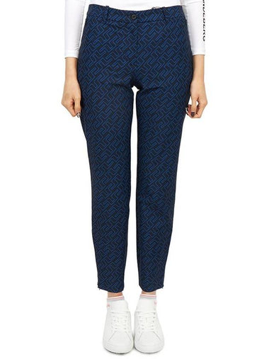 Women's Pia Print Straight Pants Navy - J.LINDEBERG - BALAAN 1