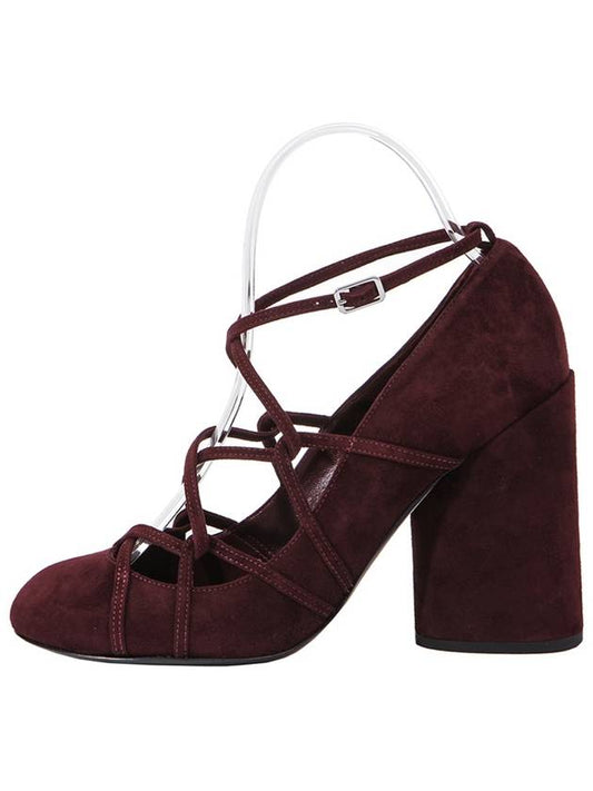 Women's Chunky Calf Leather Pumps Burgundy - MARC JACOBS - BALAAN 2