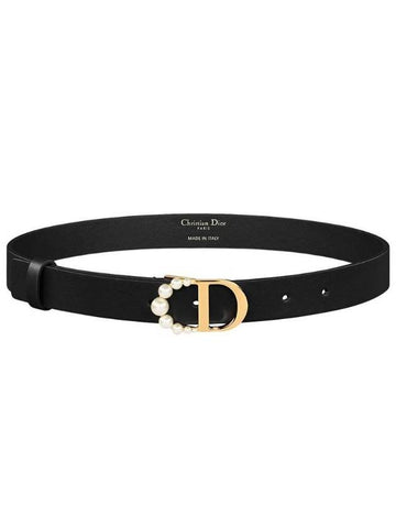 30 Montaigne 25mm Smooth Calfskin Resin Pearl Belt Black - DIOR - BALAAN 1