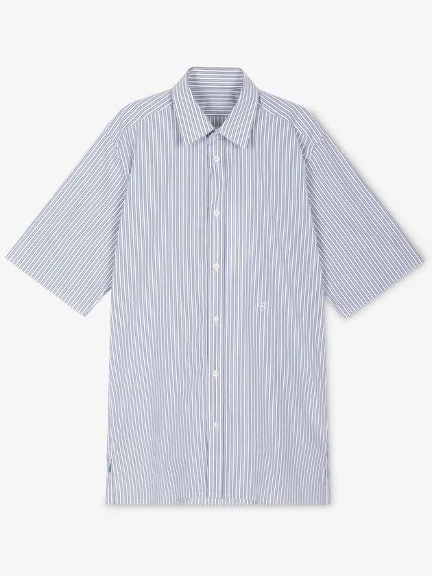 Striped Cotton Short Sleeve Shirt White Blue - MAISON MARGIELA - BALAAN 3