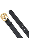 Men's GG Marmont Double G Buckle Gold Hardware Leather Belt Black - GUCCI - BALAAN 4