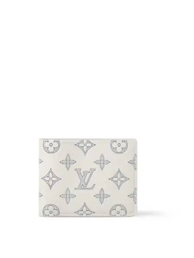 Multiple Monogram Shadow Calfskin Leather Half Wallet White - LOUIS VUITTON - BALAAN 2