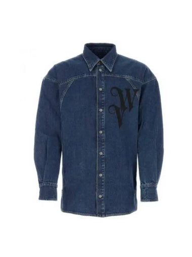 Spray Football Denim Long Sleeve Shirt Blue - VIVIENNE WESTWOOD - BALAAN 1