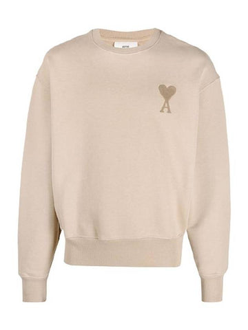 Big Heart Logo Sweatshirt Beige - AMI - BALAAN 1