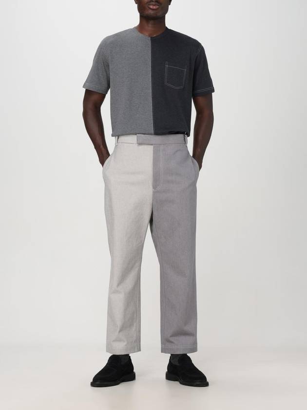 Contrast topstitching unconstructed straight pants gray - THOM BROWNE - BALAAN 3