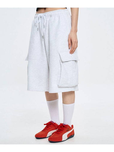 Bermuda Cargo Sweat Shorts Melange Grey - MOO - BALAAN 1