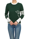 4 Bar Fine Merino Hector Crew Neck Pullover Knit Top Green - THOM BROWNE - BALAAN 6