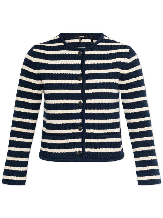 Theory Cardigan With Stripe Pattern, Women's, Navy Blue - THEORY - BALAAN 1