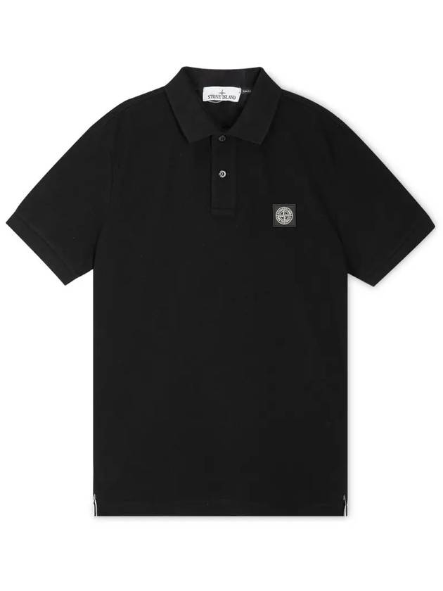 Organic Cotton Elastane Pique Polo Shirt Black - STONE ISLAND - BALAAN 4