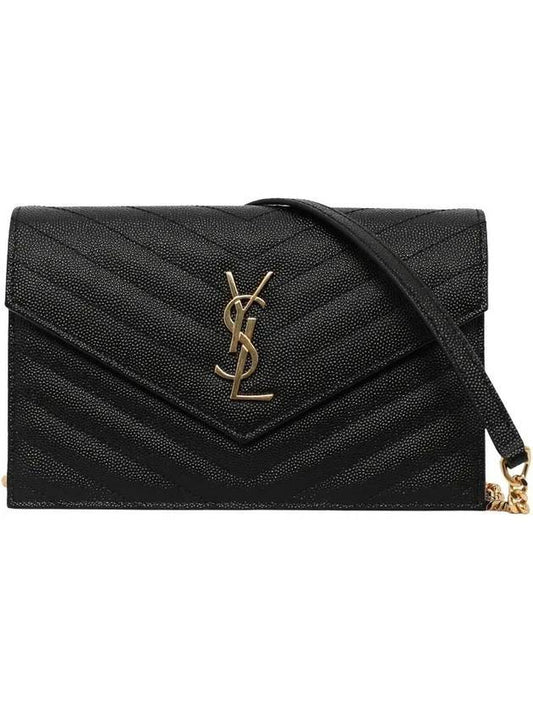 Women's Logo Envelope Chain Long Wallet Black - SAINT LAURENT - BALAAN 1