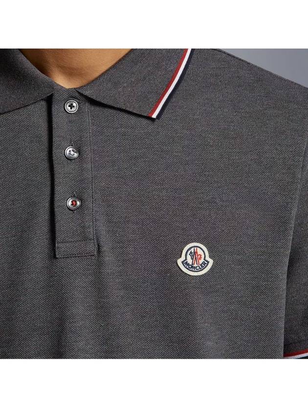 Logo Patch Short Sleeve Polo Dark Grey - MONCLER - BALAAN 6