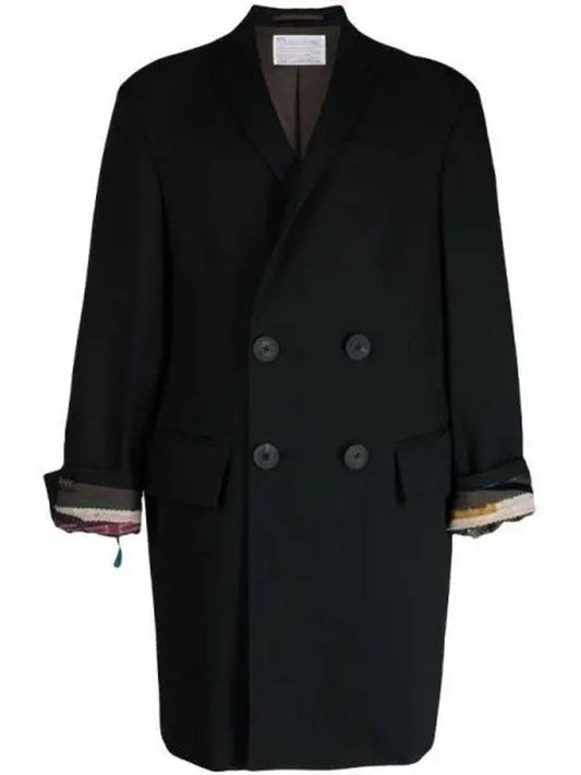 Kolor contrast cuff double breasted coat - KOLOR - BALAAN 1