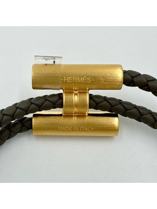 Tournis Tresse Bracelet Gold Brown - HERMES - BALAAN 7