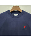 Heart Logo Organic Cotton Sweatshirt Navy - AMI - BALAAN 5