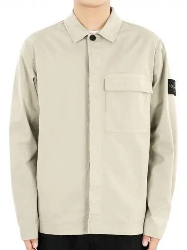 Supima Regular Fit Long Sleeve Shirt Beige - STONE ISLAND - BALAAN 2