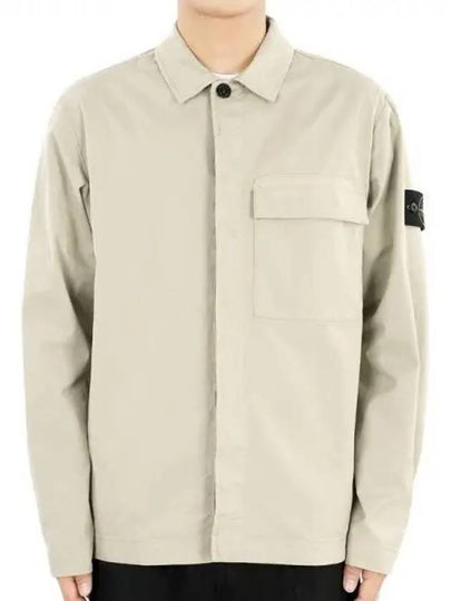 Supima Regular Fit Long Sleeve Shirt Beige - STONE ISLAND - BALAAN 2