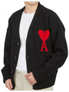 Big Heart Logo Wool Cardigan Black - AMI - BALAAN 6