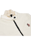 Logo Applique Panel Virgin Wool  Zip-Up Cardigan White - MONCLER - BALAAN 4