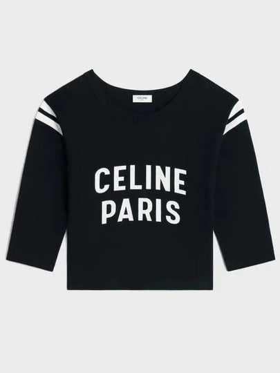 Paris 16 Crackle Effect Boxy Short Sleeve T-Shirt Black - CELINE - BALAAN 2